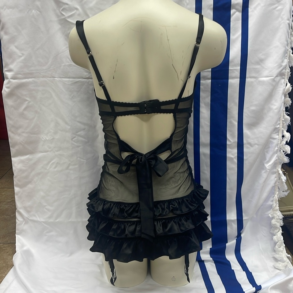 Victoria's Secret Black Sheer Ruffled Babydoll Chemise
